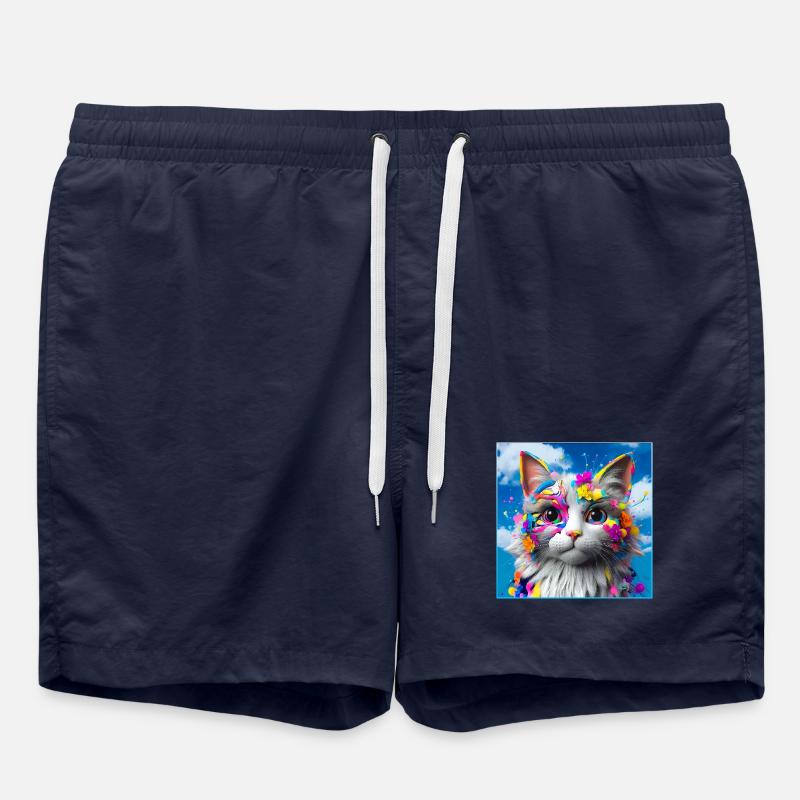 Farbenfrohe Katze - Badeshorts - French Navy