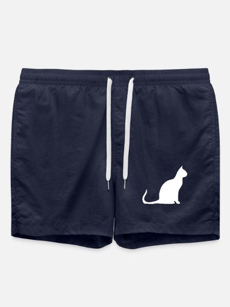 Katze Silhouette Minimal Design Cat Lover - Swim Trunks - french navy