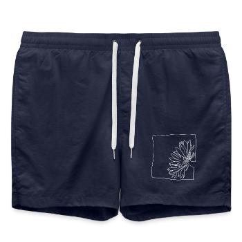 Bleuet minimaliste - Short de bain - bleu marine - Devant - AI Model Male 185 light (185cm)