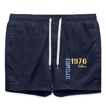 September 1976, 50th birthday - Swim Trunks - french navy - Front - AI Model Male 185 light (185cm)