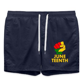 juneteenth - Swim Trunks - french navy - Front - AI Model Male 185 light (185cm)