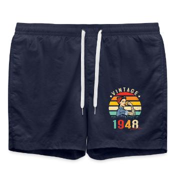 1948 Vintage Édition limitée Cadeau Femmes - Short de bain - bleu marine - Devant - AI Model Male 185 light (185cm)