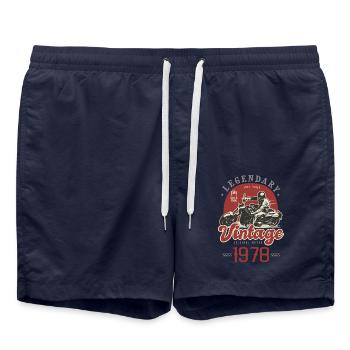 1978 Anniversary Motorcycle Biker Vintage Years - Swim Trunks - french navy - Front - AI Model Male 185 light (185cm)