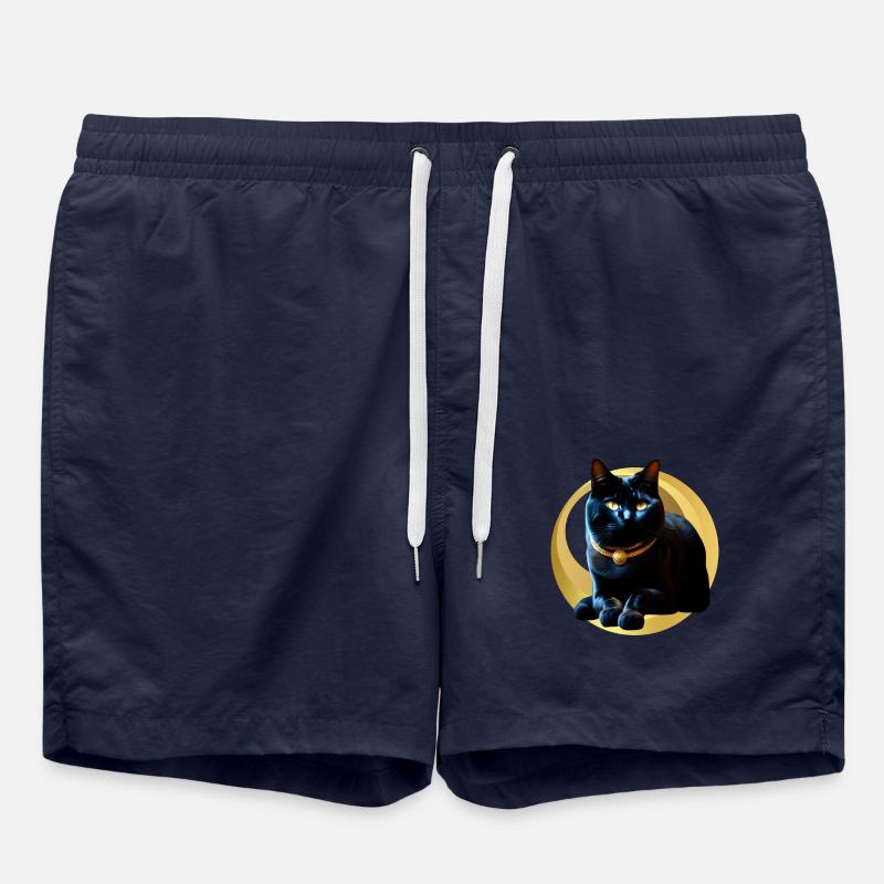 Schwarzes Katzengoldhalsband - Badeshorts - French Navy