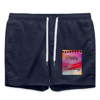 GEBURTSTAG, ALLES GUTE ZUM GEBURTSTAG, ALLES GUTE ZUM GEBURTSTAG - Badeshorts - French Navy - Vorne - AI Model Male 185 light (185cm)