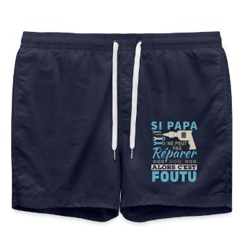 Papa certifié meilleur bricoleur - Short de bain - bleu marine - Devant - AI Model Male 185 light (185cm)
