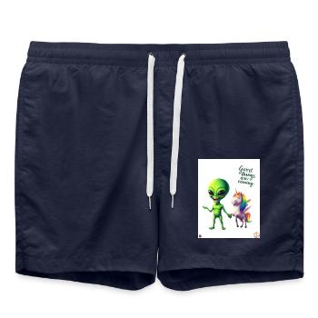 Les aliens et licornes arrivent - Short de bain - bleu marine - Devant - AI Model Male 185 light (185cm)