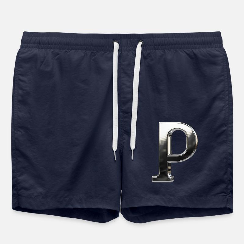 Chrome ,, P " Metallic - Swim Trunks - french navy