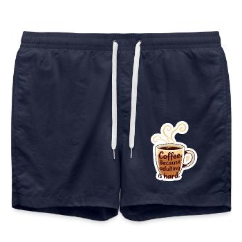 Lustig Kaffee Gemütlich Koffein Humor Erwachsen - Badeshorts - French Navy - Vorne - AI Model Male 185 light (185cm)