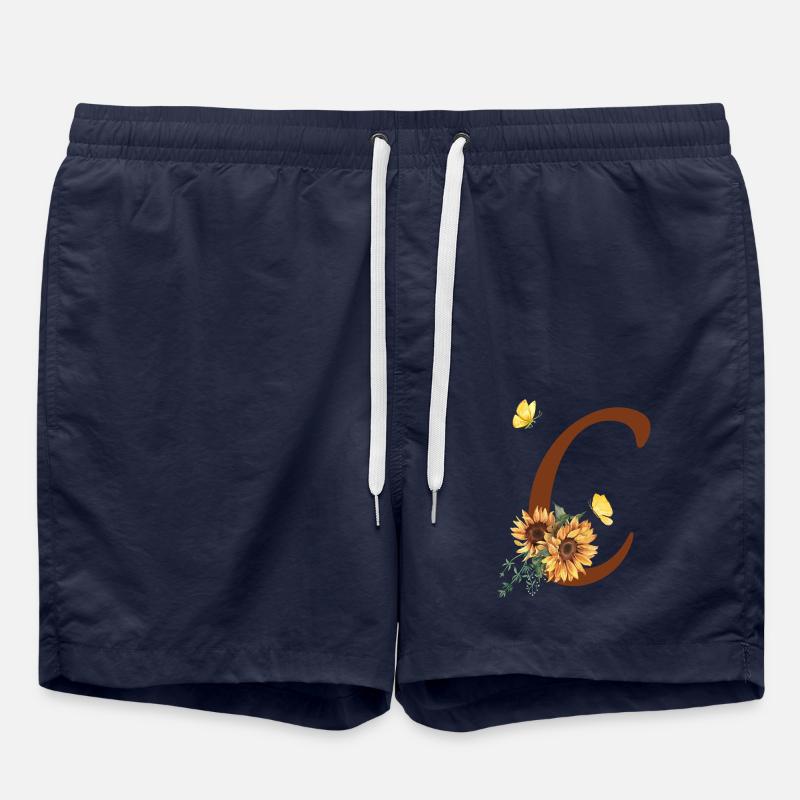 Lettre c tournesol papillon - Short de bain - bleu marine