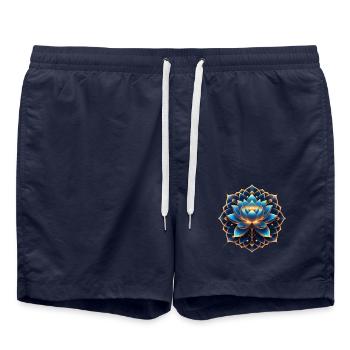Lotus Harmony -- Beauty in Silence - Swim Trunks - french navy - Front - AI Model Male 185 light (185cm)