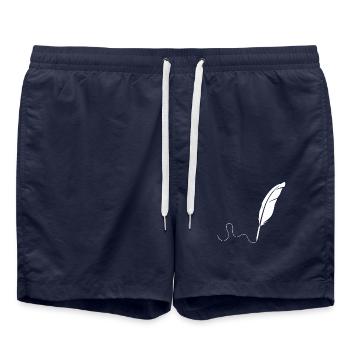 White feather - Swim Trunks - french navy - Front - AI Model Male 185 light (185cm)