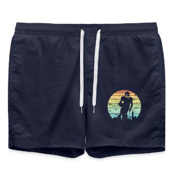 Vintage Fußballspieler Geschenk für Männer Frauen & Kinder - Badeshorts - French Navy - Vorne - AI Model Male 185 light (185cm)
