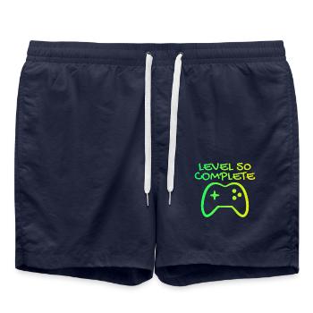 50th Birthday Level 50 Complete - Swim Trunks - french navy - Front - AI Model Male 185 light (185cm)