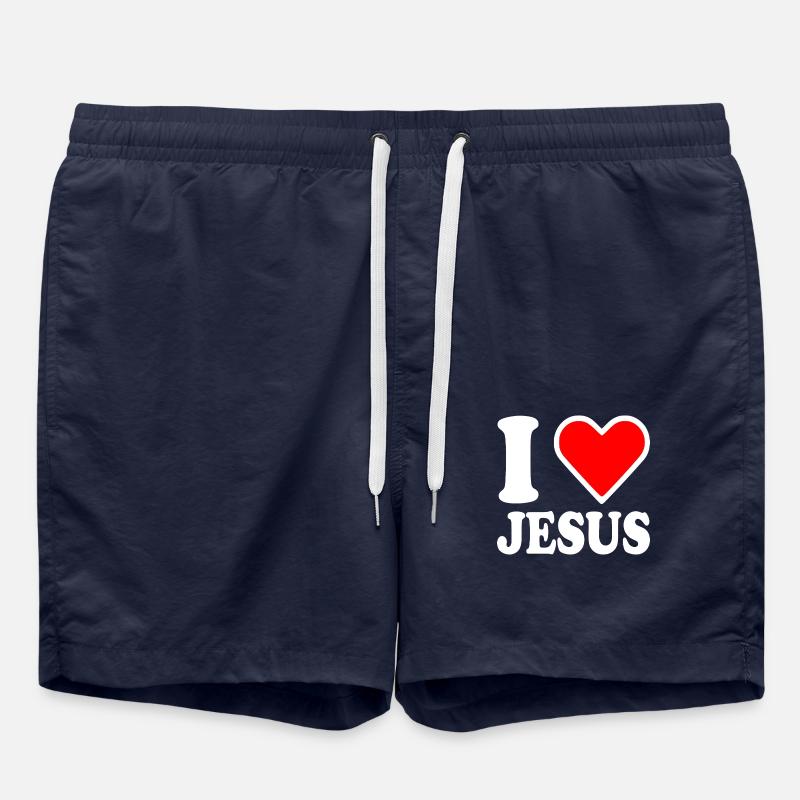 I love jesus - Short de bain - bleu marine