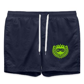 Retro Controller Sterne Lorbeerkranz - Badeshorts - French Navy - Vorne - AI Model Male 185 light (185cm)