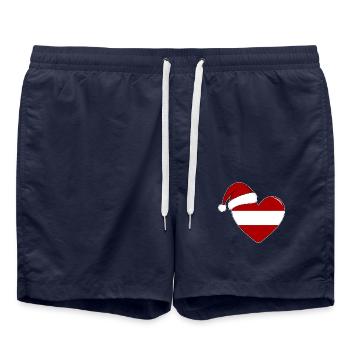 Drapeau de l’Autriche coeur de Noël - Short de bain - bleu marine - Devant - AI Model Male 185 light (185cm)