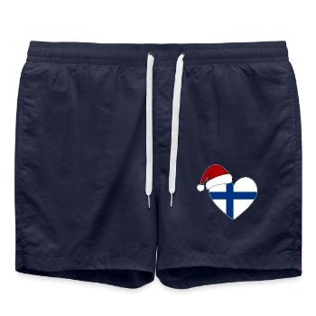 Coeur de Noël drapeau Finlande - Short de bain - bleu marine - Devant - AI Model Male 185 light (185cm)