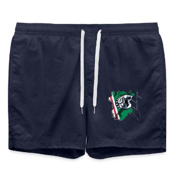 (RU) Tchétchénie : Drapeau sur sa propre carte EN - Short de bain - bleu marine - Devant - AI Model Male 185 light (185cm)
