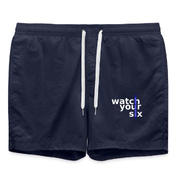 watch your six - Badeshorts - French Navy - Vorne - AI Model Male 185 light (185cm)