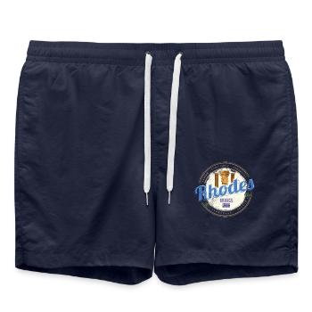 Rhodes Grèce Souvenir vintage de l’île de la mer Égée - Short de bain - bleu marine - Devant - AI Model Male 185 light (185cm)