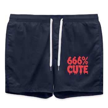666% Cute! Satanistisches Goth Girl Design - Badeshorts - French Navy - Vorne - AI Model Male 185 light (185cm)