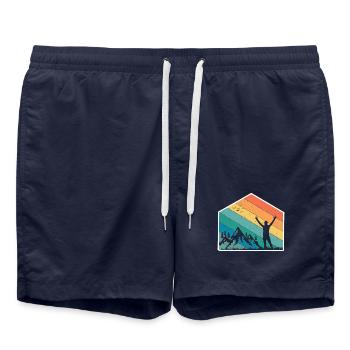 Montagnes Silhouette Arc-en-ciel - Short de bain - bleu marine - Devant - AI Model Male 185 light (185cm)