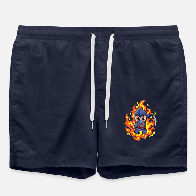 Ninja Motif Fire Red - Swim Trunks - french navy