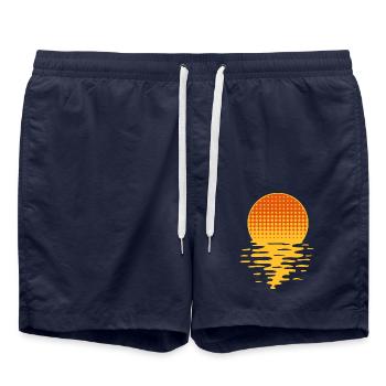 sun sea holiday holiday water sunset rise - Swim Trunks - french navy - Front - AI Model Male 185 light (185cm)