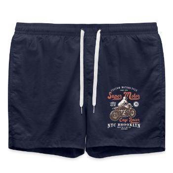super motor racer mortorcycle custom moto vintage - Short de bain - bleu marine - Devant - AI Model Male 185 light (185cm)