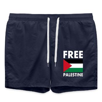 Free palestine - Swim Trunks - french navy - Front - AI Model Male 185 light (185cm)