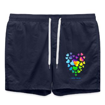 Herzen bunte Herzen Herzen Haufen - Badeshorts - French Navy - Vorne - AI Model Male 185 light (185cm)