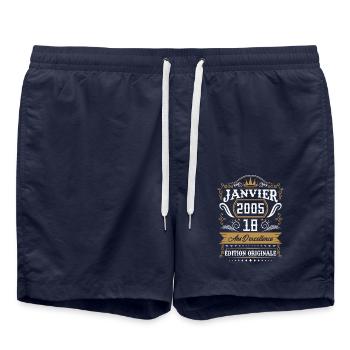 Janvier 2005 18 ans d'excellence édition originale - Short de bain - bleu marine - Devant - AI Model Male 185 light (185cm)