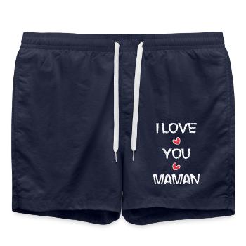 FÊTE DES MÈRES. BONNE FÊTE MAMAN. MAMAN. JE T'AIME - Short de bain - bleu marine - Devant - AI Model Male 185 light (185cm)