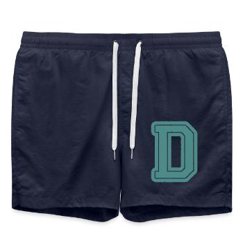 D Buchstabe - Badeshorts - French Navy - Vorne - AI Model Male 185 light (185cm)