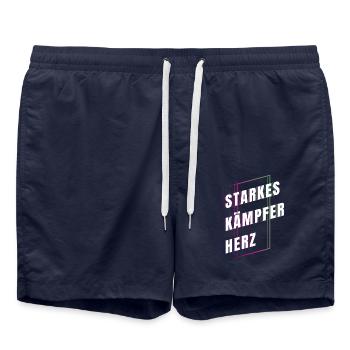 Starkes Kämpferherz - Mut machen - Kraft schenken - Badeshorts - French Navy - Vorne - AI Model Male 185 light (185cm)