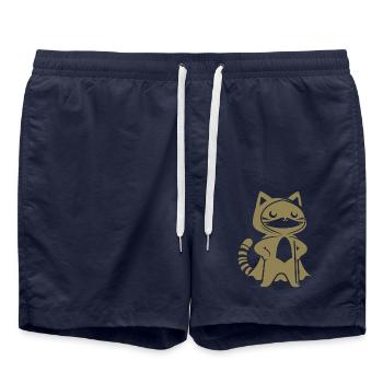 Superhero Cat Silhouette Cloak Minimalist - Swim Trunks - french navy - Front - AI Model Male 185 light (185cm)