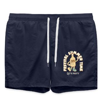 Festival Retro Design - Badeshorts - French Navy - Vorne - AI Model Male 185 light (185cm)