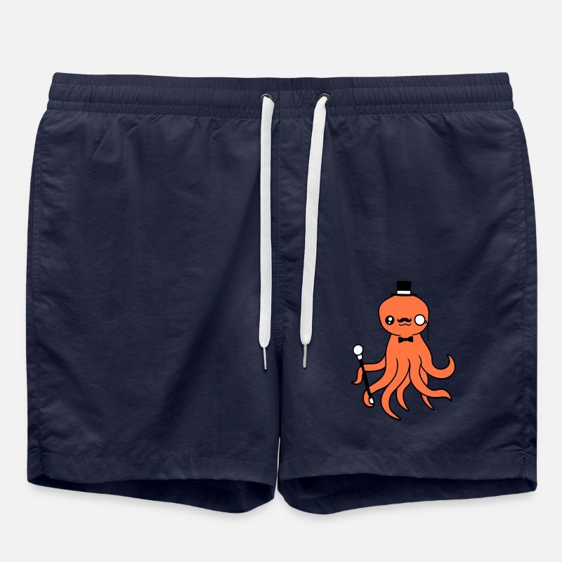 Kraken Mr. Sir Zylinder Hut Monokel Brille reich - Badeshorts - French Navy