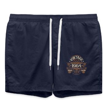 Vintage 1964 anniversaire dictons ornements rétro - Short de bain - bleu marine - Devant - AI Model Male 185 light (185cm)