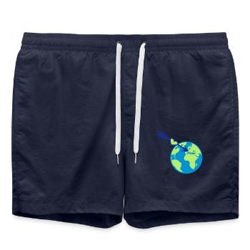 earth europe planet world love ecological nature kl - Swim Trunks - french navy - Front - AI Model Male 185 light (185cm)