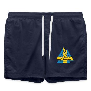 Drapeau suédois avec Valknut, symbole d'Odin - Short de bain - bleu marine - Devant - AI Model Male 185 light (185cm)
