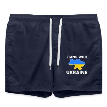 stand with ukraine - Short de bain - bleu marine - Devant - AI Model Male 185 light (185cm)