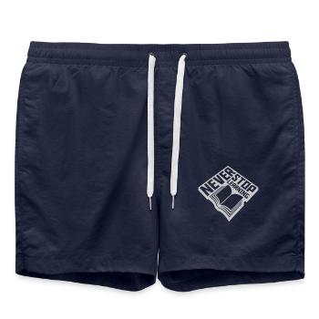 never stop learning quote - Swim Trunks - french navy - Front - AI Model Male 185 light (185cm)