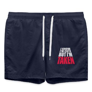 cute but taken Zitat - Badeshorts - French Navy - Vorne - AI Model Male 185 light (185cm)