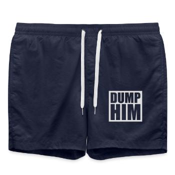 dump him Zitat Logo - Badeshorts - French Navy - Vorne - AI Model Male 185 light (185cm)