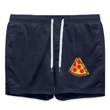 La pizza pense à moi - Short de bain - bleu marine - Devant - AI Model Male 185 light (185cm)