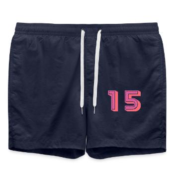15. 15 ANS. 15e ANNIVERSAIRE. ANNIVERSAIRE 15 ANS. - Short de bain - bleu marine - Devant - AI Model Male 185 light (185cm)