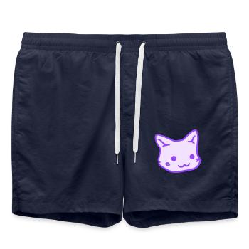 Jolie chatte Ayant l’air heureuse Joyeuse Souriante - Short de bain - bleu marine - Devant - AI Model Male 185 light (185cm)