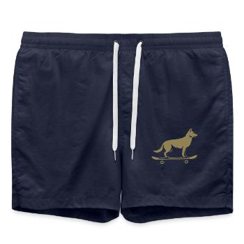 Dog Shepherd Skateboard Skateboarder - Swim Trunks - french navy - Front - AI Model Male 185 light (185cm)
